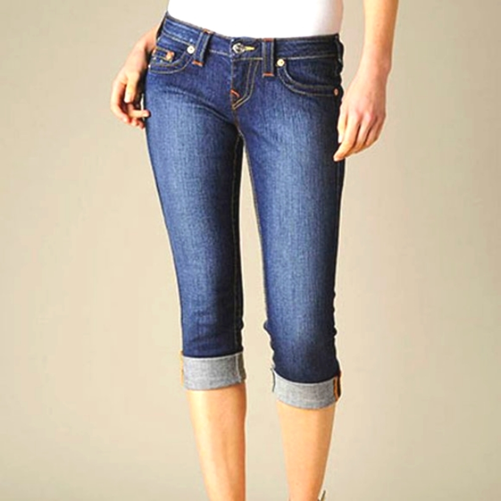 Women’s Dark Blue Cropped Capri Jeans